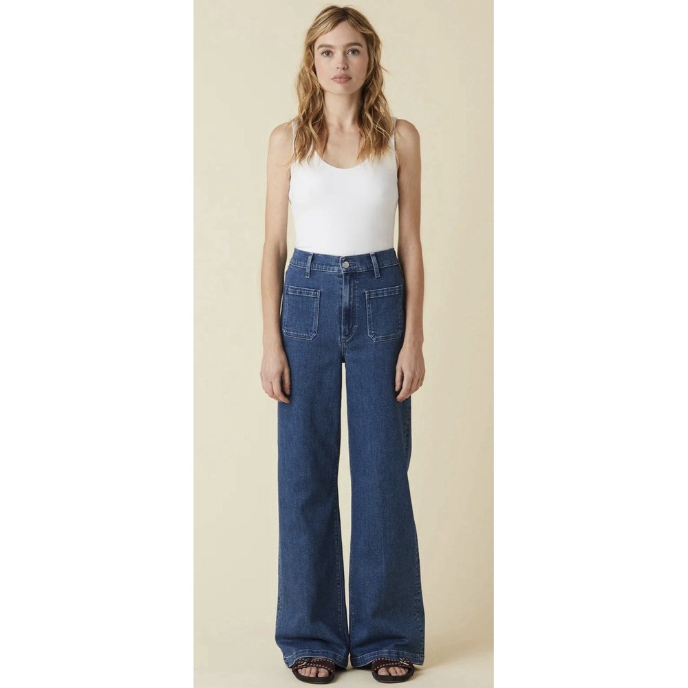 Anthropologie Le Jean Virginia Wide Leg Denim Jean Stretch Gunge Retro 29 USA